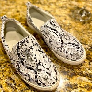 Snakeskin slip on shoes